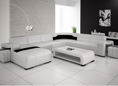 Luxurious Leather Corner sofa Sofa Upholstery Corner suite U-shape White Sofas Set Couch